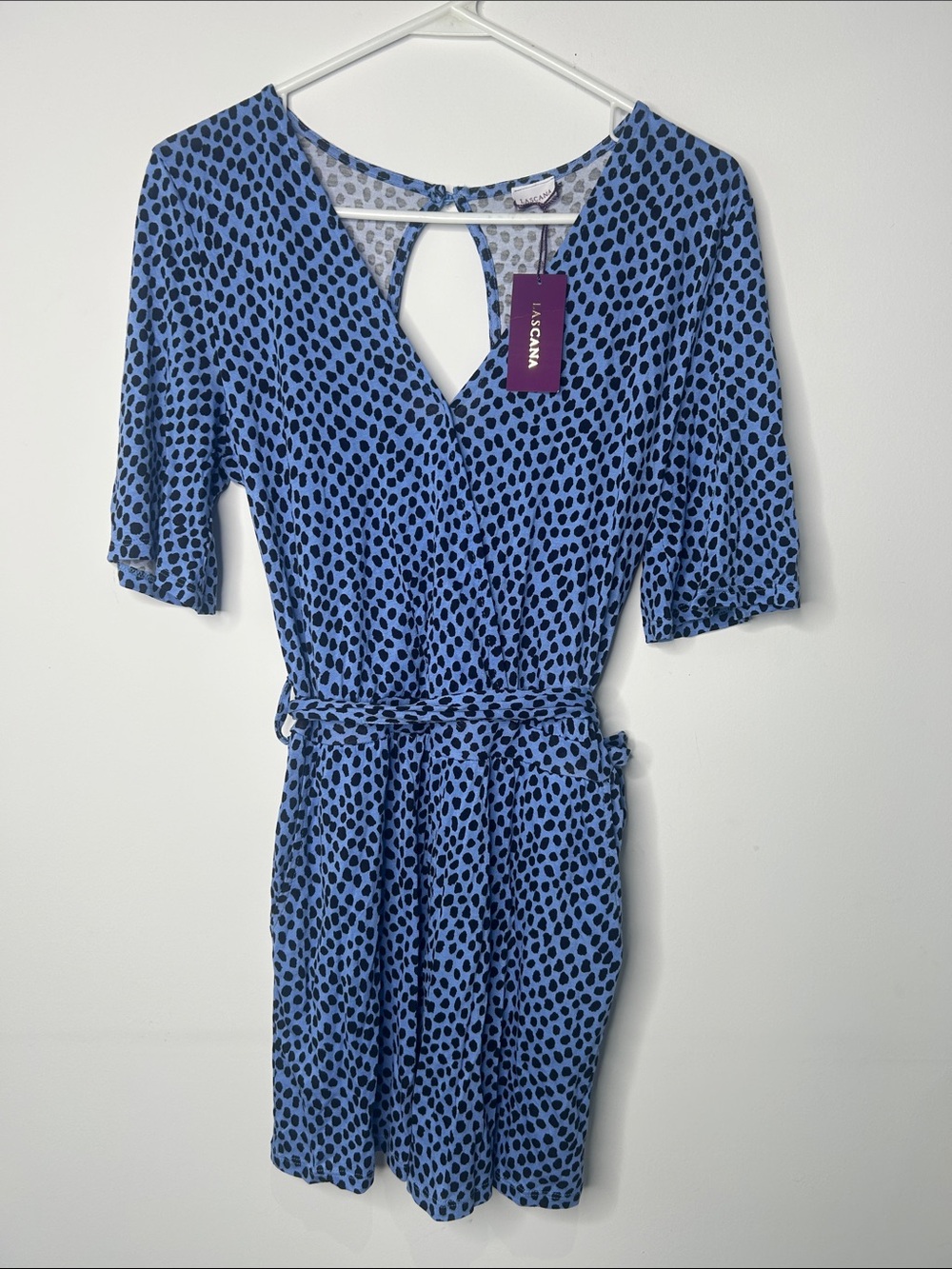 LASCANA Blue Polka Dot Wrap-Style Romper